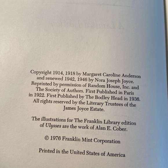 Ulysses by James Joyce Franklin Library Vintage Ltd Edition LeatherBound Book - Picture 5 of 9